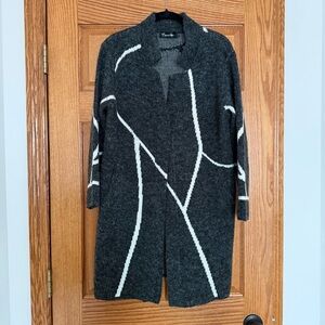 Creation Open Front Jacket in Dark Gray with White Stripes